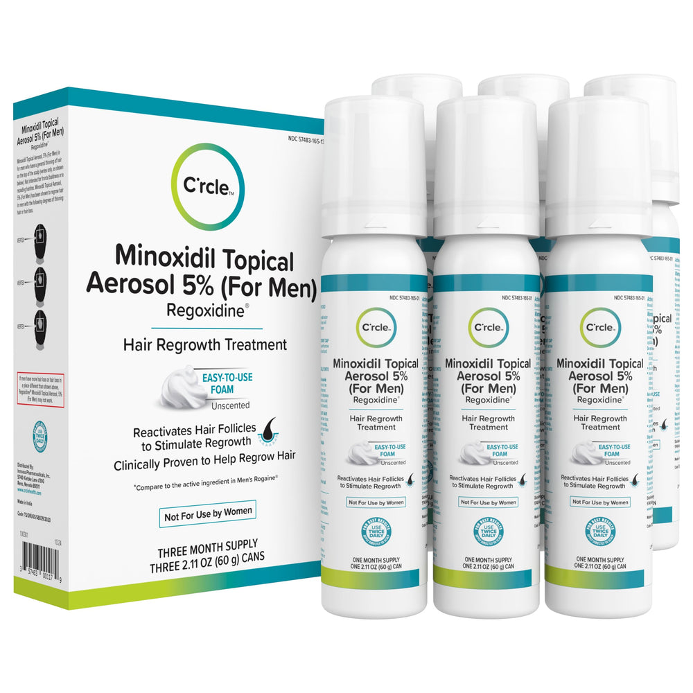 crcle minoxidil foam bottle closeup unscented daily use for vertex thinning support