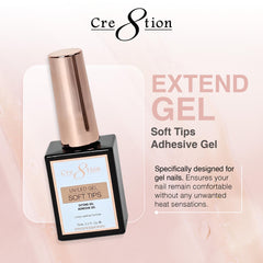 Cre8tion Extend Gel being applied without heat, offering a comfortable curing experience.
