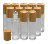 Creatiee-Pro 12pcs 10ml glass bottle with bamboo cap for leakproof travel storage