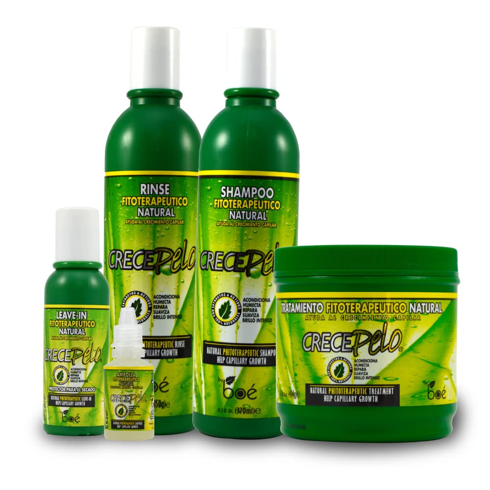 Crece Pelo BOE shampoo bottle boosts hair vitality and healthy shine