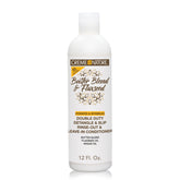 Creme of Nature leave-in butter blend argan oil bottle for lightweight hydration.