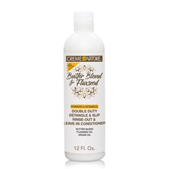 Creme of Nature leave-in butter blend argan oil bottle for lightweight hydration.
