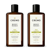 Cremo Rich-Lathering Sage & Citrus Body Wash bottle shows luxurious lather for everyday cleansing.