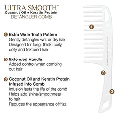 Extended-handle Cricket detangler for better control on long, thick curls.
