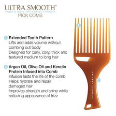 Cricket Ultra Smooth Hair Pick infused-blend highlights argan-olive-keratin for shine