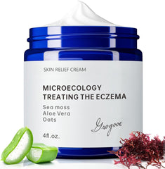 Crogooe eczema cream bottle demonstrates fragrance-free formula for sensitive skin comfort.