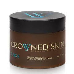 Crowned Skin Reign bottle front view for daily grooming and lasting fragrance.
