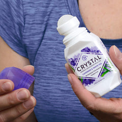 Crystal Deodorant Roll-On application roller demonstrates smooth, quick-dry use.