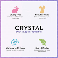 Crystal Deodorant Roll-On Lavender White Tea cap highlights fragrance release.