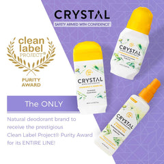 Crystal Essence chamomile-green-tea scent on a bottle highlighting refreshing odor control.
