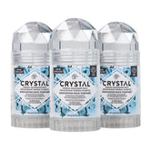 Crystal Essence crystal mineral deodorant stick unscented 3-pack for daily odor control.