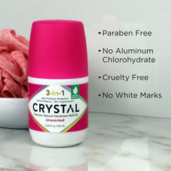 Crystal Essence microbiome-friendly formula closeup showcases plant extracts supporting balanced skin.