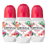 Crystal Essence mineral deodorant pomegranate pack front shows three-pack for extended odor protection