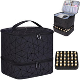 CTWWFS PU leather nail polish organizer top view for compact, organized travel-ready storage.