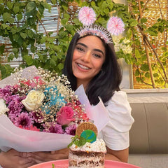 CUBACO birthday headband worn by an adult showing comfortable fit without slipping.