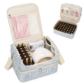 CUBETASTIC floral blue nail polish organizer front view for quick bottle access.