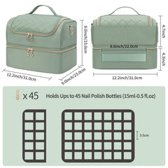 CUBETASTIC nail polish organizer case lower section holds 35 bottles neatly.