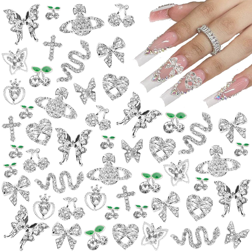 CUBLIVE heart nail charm with rhinestones for sparkly DIY nails.