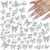 CUBLIVE heart nail charm with rhinestones for sparkly DIY nails.