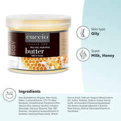 Cuccio Naturale Milk and Honey Butter Cream on hands demonstrates non-greasy moisture.