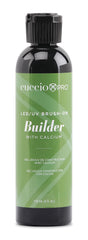 Cuccio Pro Brush-On Builder Gel calcium bottle highlighting calcium-strengthening formula for stronger nails.