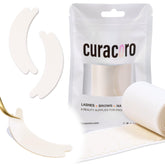 Curacoro double foam eye pads in packaging protect the under-eye during lash prep.
