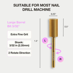 Curacoro extra-fine carbide tip excels at delicate refinements in nail enhancements.