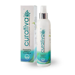 Curativa Bay Skin Spray bottle with 0.02% HOCl for quick skin refresh.