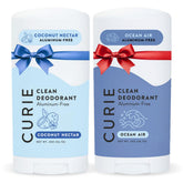 Curie deodorant bottle with Coconut Nectar and Ocean Air scent delivering daily freshness.