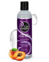 Curl Keeper Original anti-frizz bottle close-up demonstrates lightweight formula for all-weather curls