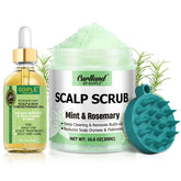 Curlland rosemary scalp exfoliator jar closeup shows clarifying exfoliation benefits
