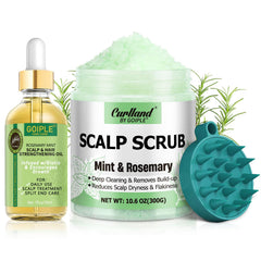 Curlland rosemary scalp exfoliator jar closeup shows clarifying exfoliation benefits