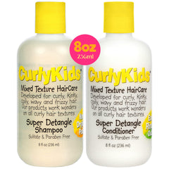 CurlyKids Super Detangle Shampoo bottle shows gentle cleansing for curls
