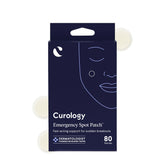 Curology Emergency Spot Patches packaging highlights discreet, fast-absorb hydrocolloid protection for pimples.