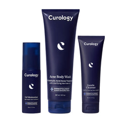 Curology Everyday Skincare Gift Set Gentle Face Cleanser bottle demonstrates gentle foaming formula for sensitive skin