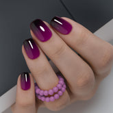 CurvLife grayish purple press-on nails with full-cover design for salon-style look