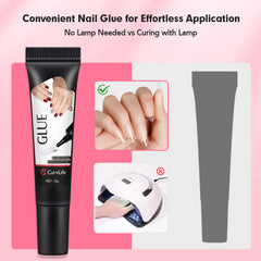 CurvLife press-on nails kit assembly demonstrates reliable adhesion for quick manicures.