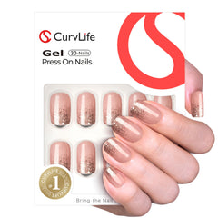 Curvlife press-on nails natural-fit closeup shows seamless cuticle line for comfortable daily wear.