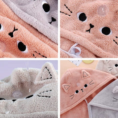 Cute Cat towel wrap absorbent microfiber fabric speeds drying