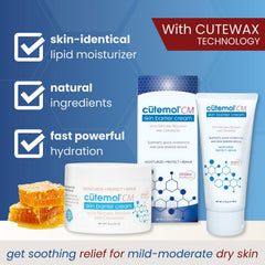 Cutemol CM beeswax ceramide technology highlights protective seal and barrier support.