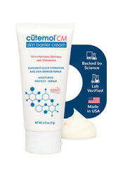 Cutemol CM emollient cream bottle close-up showing branding.