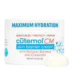 Cutemol CM emollient cream jar for deep hydration and barrier support on dry skin.