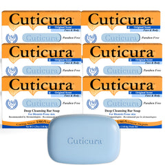 Cuticura Deep Cleansing Soap packaging shows six-bar pack for daily cleansing