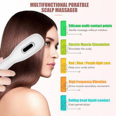 CWTUL Laser Therapy Hair Growth Comb teeth-parting-hair close-up shows targeted light delivery.