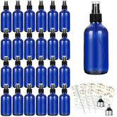 CycleMore 25-pack blue glass spray bottles with 4oz capacity for cosmetics and oils.
