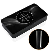Cycullinyt 250pcs XXLong square soft gel nail tips in a box for easy at-home extensions.