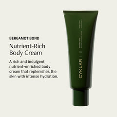 CYKLAR Nutrient Rich Body Cream texture close-up showing velvet, non-greasy finish.