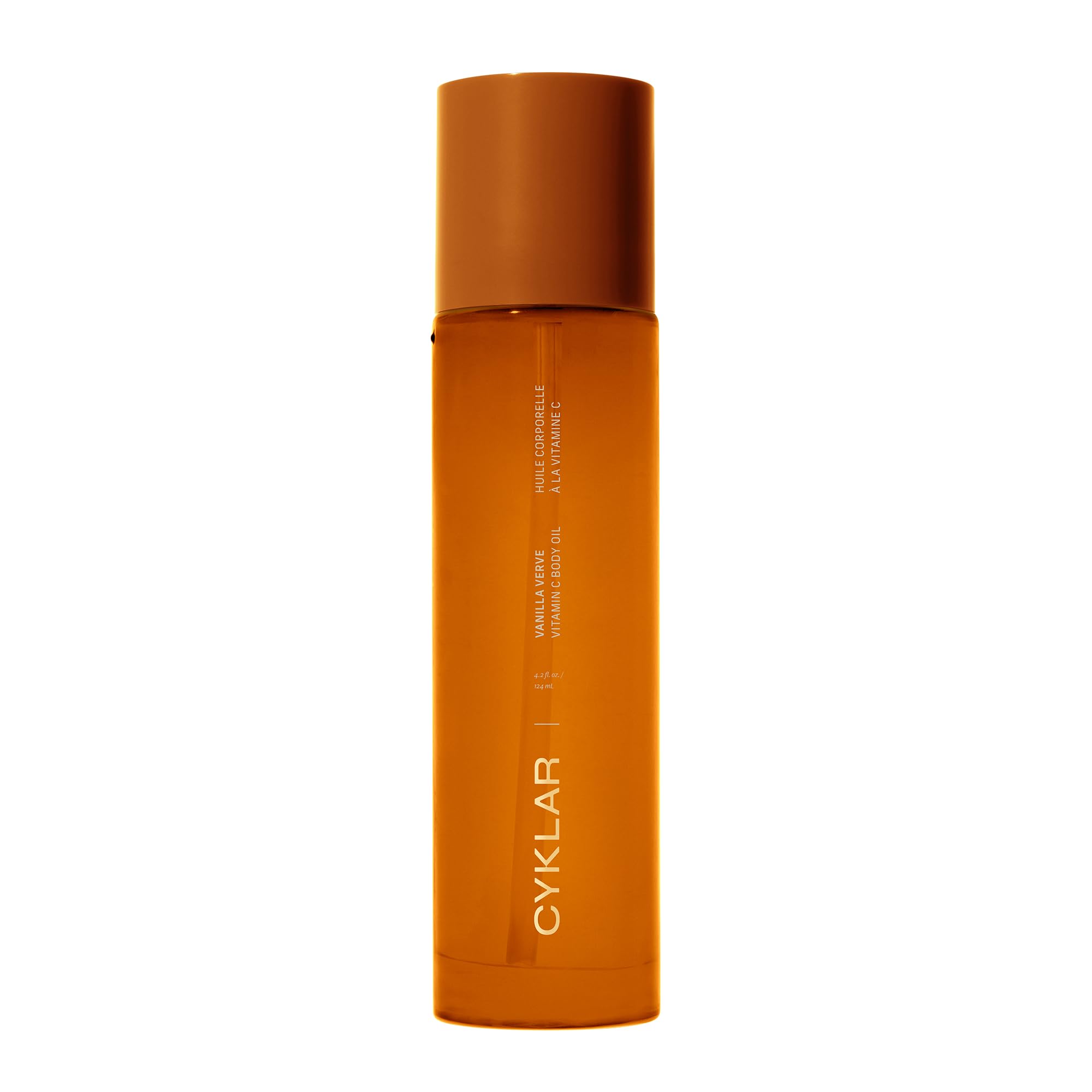 CYKLAR Vitamin C Body Oil bottle close-up for radiant, hydrated skin.