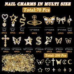 Cynailli gold nail studs packaging box highlights organized storage and easy access.