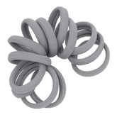 Cyndibands seamless hair ties gray pack shot; 12 count for everyday, snag-free ponytails.